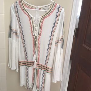 Vintage Havana Drop Waist Embroidered Romper